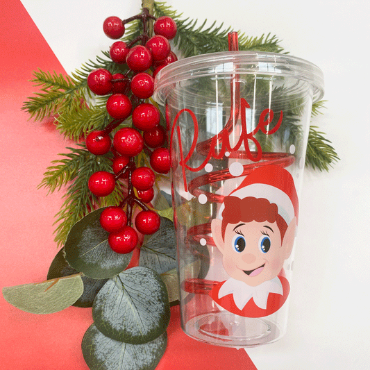 Elf Swirly Straw Cup - Elf Head