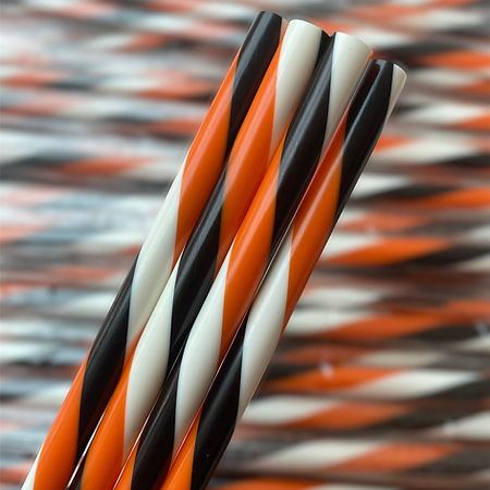 Orange, Black & White Stripes Straw