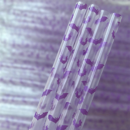 Clear Purple Bats Straw