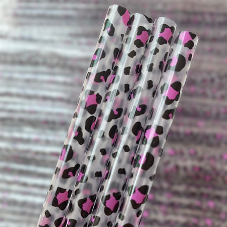 Clear Hot Pink Black Leopard Straw