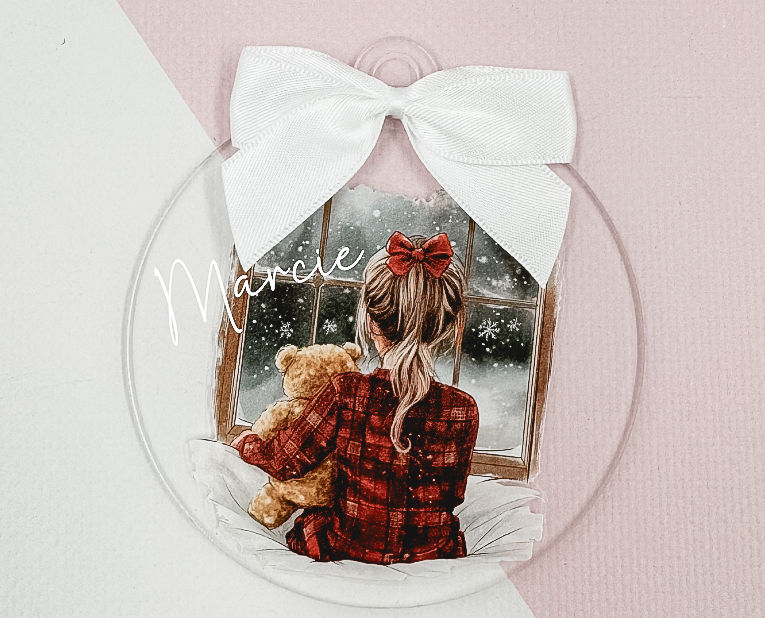 Christmas Window Girl Decal