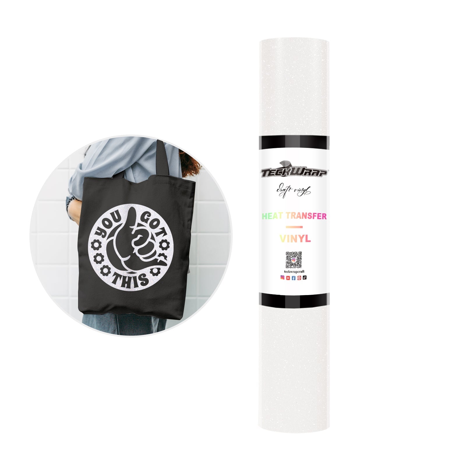 Teckwrap HTV Glitter - White